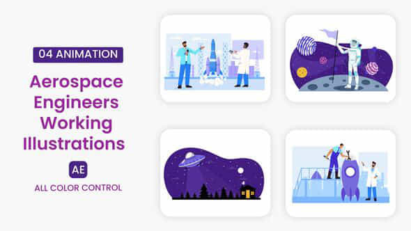 Aerospace Engineers Working Illustrations Scene - VideoHive 55918188