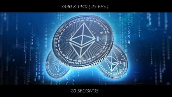 Ethereum Blockchain Coin - Ultrawide - VideoHive 32386858