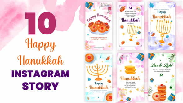 Happy Hanukkah Instagram Stories - VideoHive 34853479