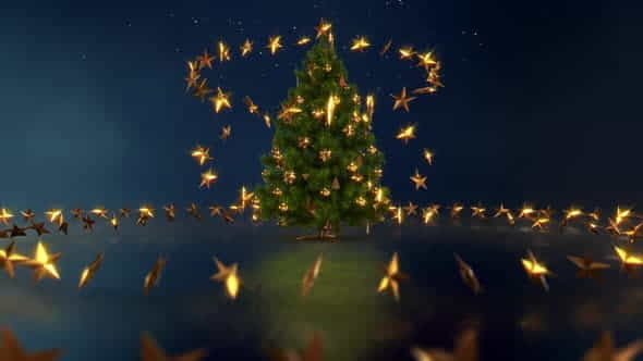 Christmas Tree And Stars - VideoHive 28988528