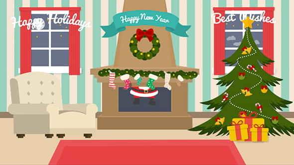 Cartoon Christmas Postcard - VideoHive 13845198