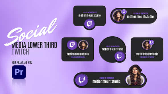 Social Media Lower Thirds Twitch Premiere Pro - VideoHive 48886019