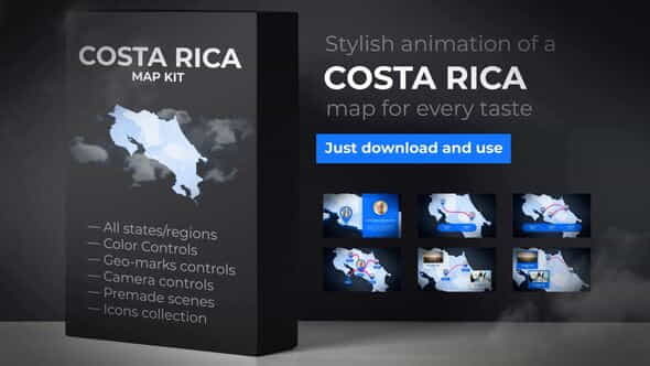 Costa Rica Animated Map - - VideoHive 24294823
