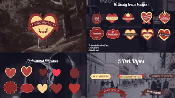 Romantic Badges - VideoHive 10108521