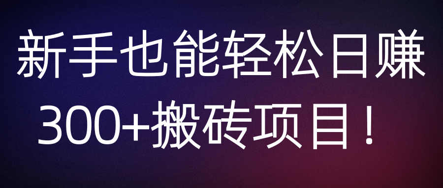 新手也能轻松日赚300+搬砖项目！