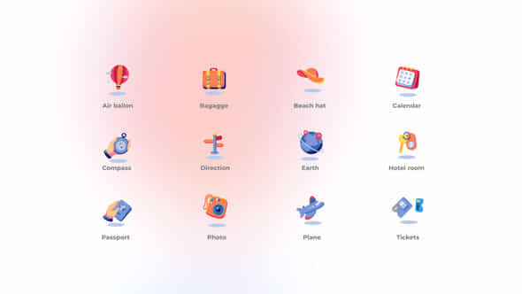 Travel Flat Icons - VideoHive 48919844