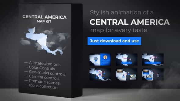 Map of Central America with - VideoHive 24375467