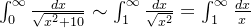 \int_{0}^{\infty} \frac{dx}{\sqrt{x^2 +10}} \sim \int_{1}^{\infty} \frac{dx}{\sqrt{x^2 }} =\int_{1}^{\infty} \frac{dx}{x}