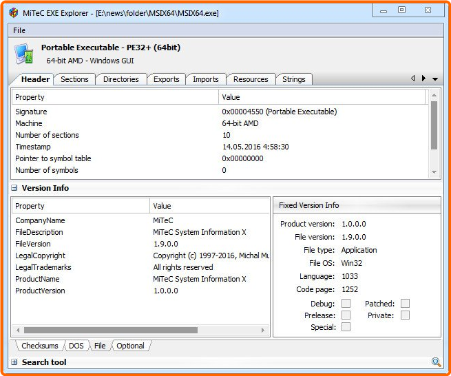 MiTeC EXE Explorer 3.7.3