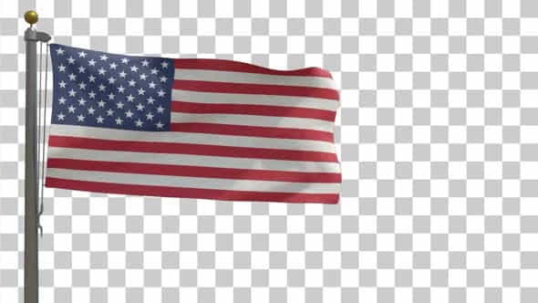 American FlagUSA Flag on Flagpole - VideoHive 29942270