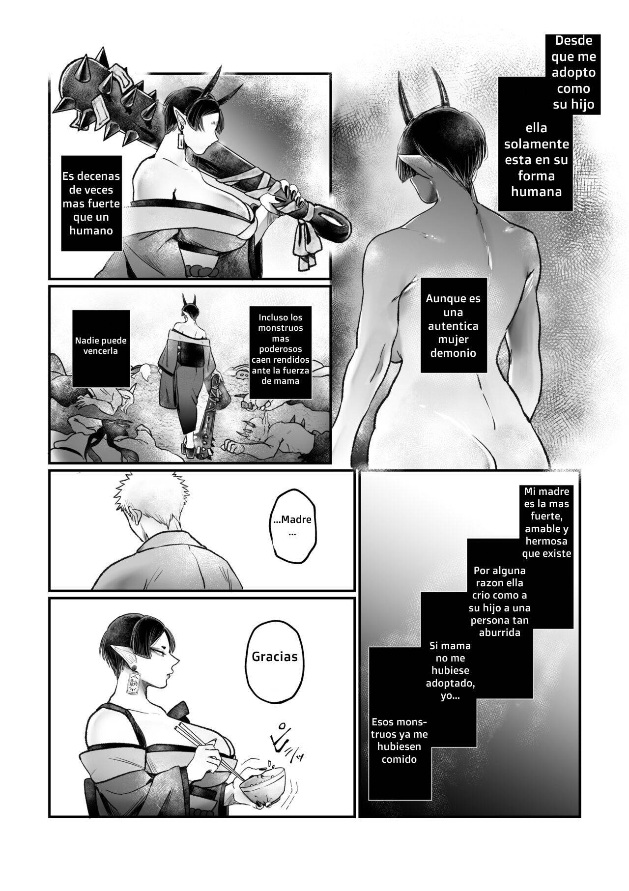 [Muchimuchioume (Muchiou)] Bakunyuu Muchimuchi Oni Mama, Mouja no Musuko to Honki Koubi. [Spanish] [Hta scan]