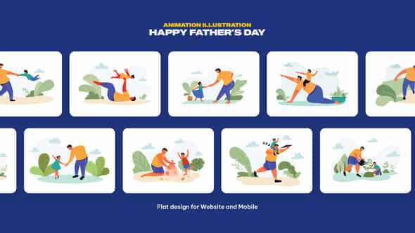 Animation Illustration Fathers Day Mogrt - VideoHive 45777312