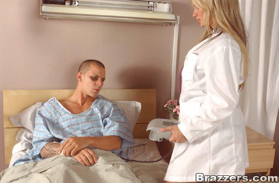 Nasty white American doctor Kendall Brooks sucks and rides her patient(4)