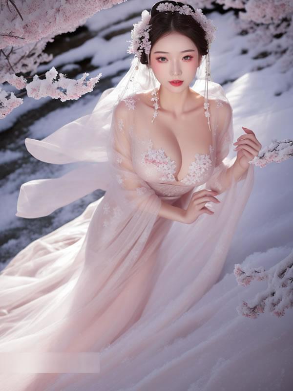 温婉多情的AI古装美女白衣飘飘胜雪(16)