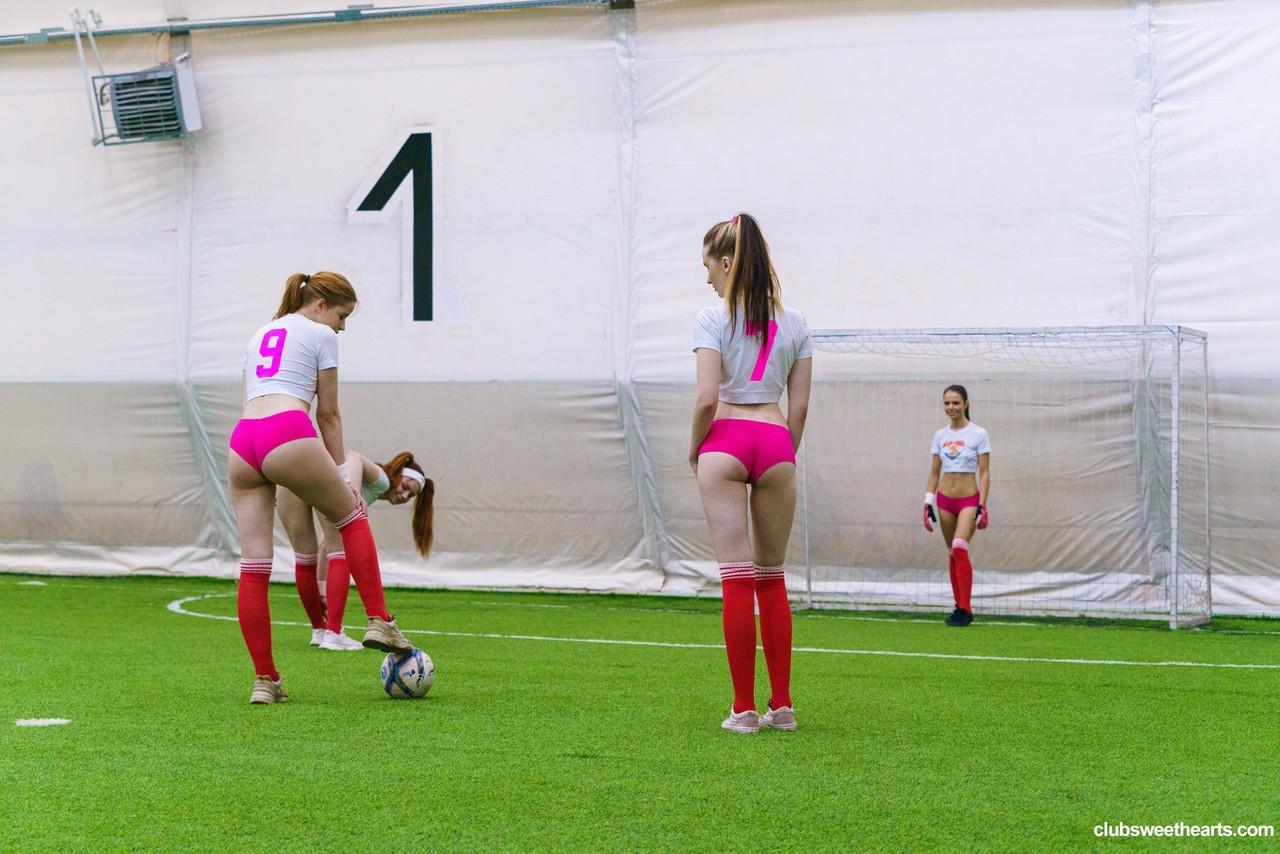 Skinny teen soccer players undressing and rubbing each other's muffs(2)