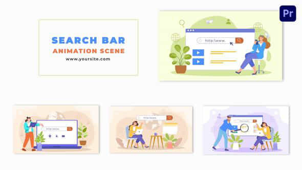 Web Search Bar Concept Flat Character Animation Scene - VideoHive 48802899