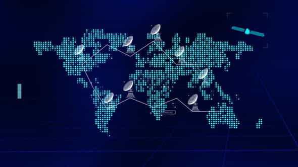 World Map With Radio Telescopes - VideoHive 33393305