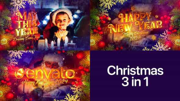 Christmas And New Year 3 In 1 Titles And Logo Opener - VideoHive 49237303