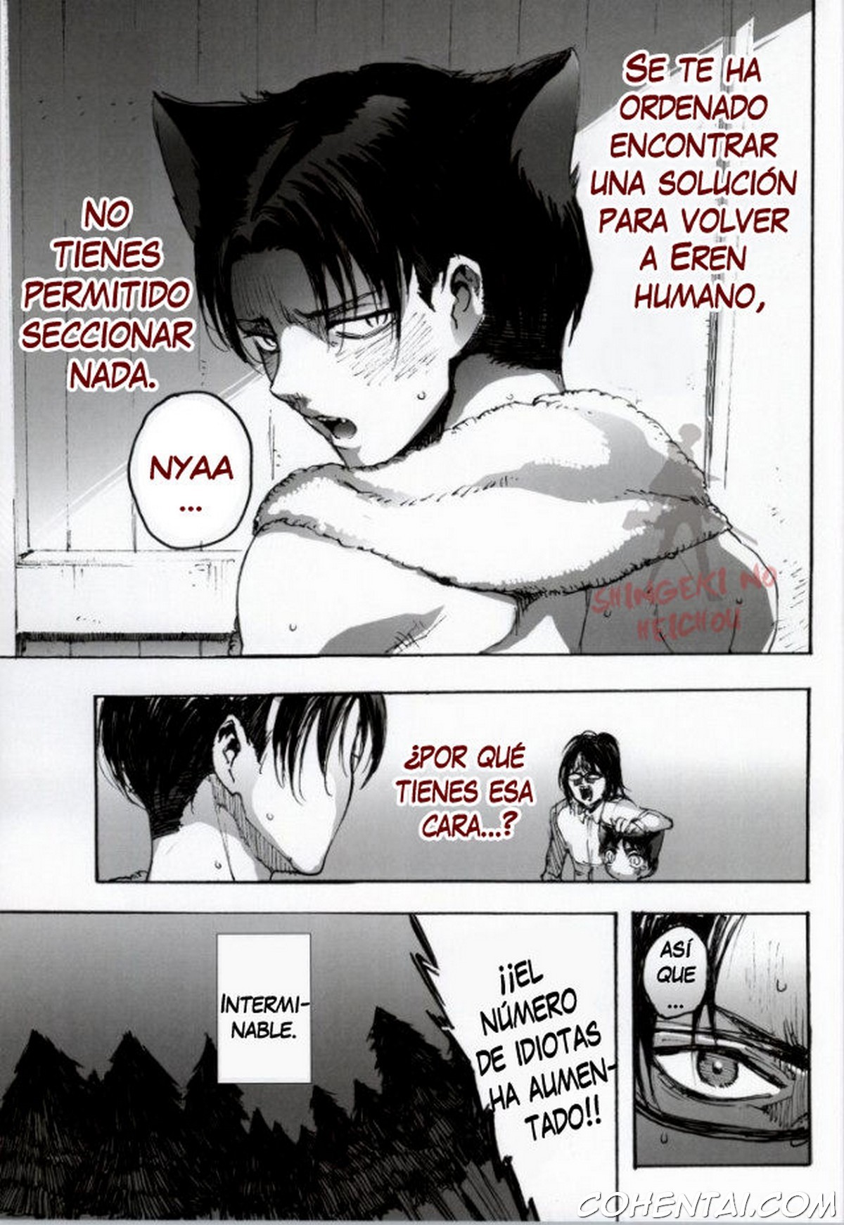 Neko ni Natta Buka ga Katte ni Hatsujou Shite Sugoku Komaru (Shingeki no Kyojin) xxx comics manga porno doujin hentai español sexo Eren Jaeger Levi Ackerman Shingeki No Kyojin | Attack On Titan