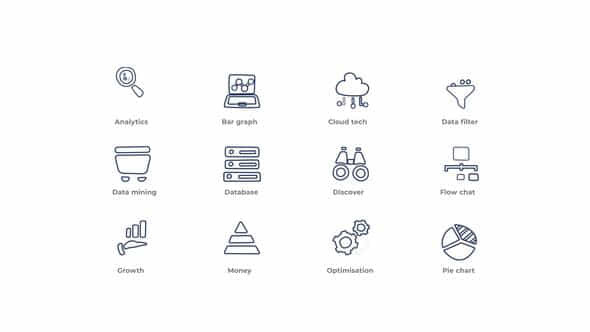 Data Analysis Outline Icons - VideoHive 49817646