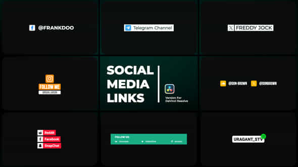 Social Media Links Davinci Resolve - VideoHive 50642548