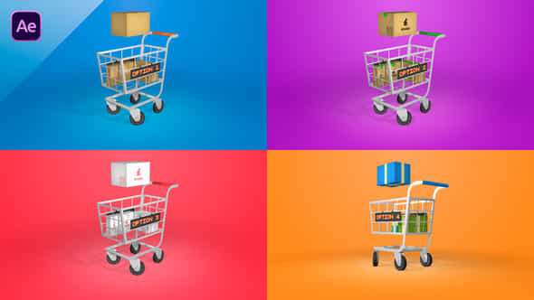 Shopping Cart With Boxes - VideoHive 54117713