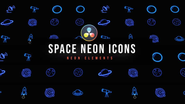 Space Neon Icons - VideoHive 47400173