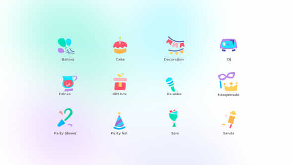 Party Icons Set - VideoHive 48918611