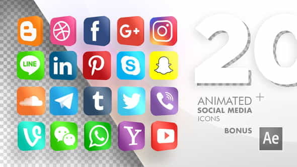 20 Animated Social Media Icons - VideoHive 20724073