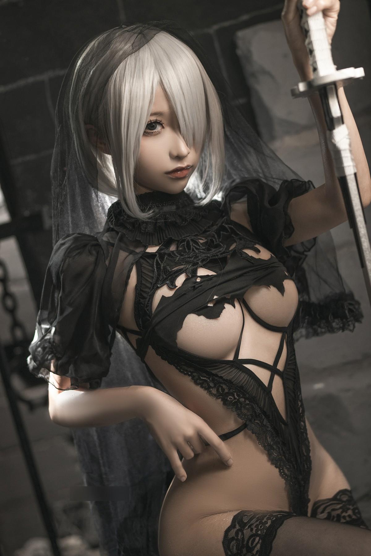 Cosplay 蠢沫沫 Chunmomo 2B-黑婚纱(30)