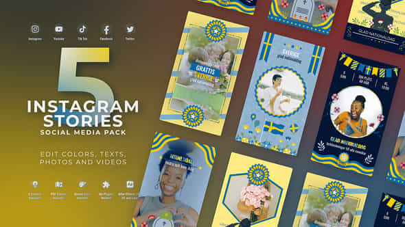 Swedish Independence Day Sweden Flag Instagram Stories Mogrt Premiere Pro - VideoHive 52384413