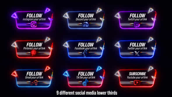 Neon Social Lower Thirds - VideoHive 51984578