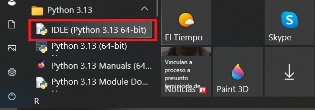 Carpeta IDLE Python 3