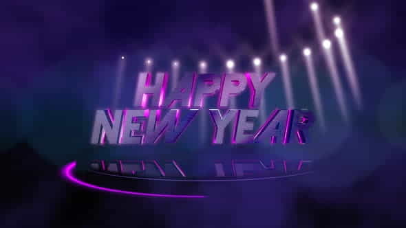 Text Happy New Year and motion colorful beams light on stage, abstract holiday background | Events - VideoHive 29426218
