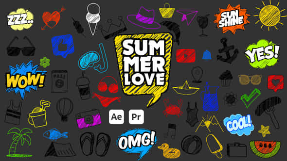 Summer Scribble Icons - VideoHive 52070168