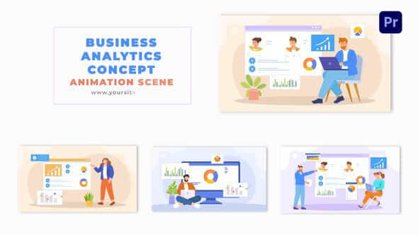 Business Growth Data Analytics Concept Flat Character Animation Scene - VideoHive 49481774
