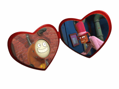 a gif of a heart locket with gizmo and perry in it