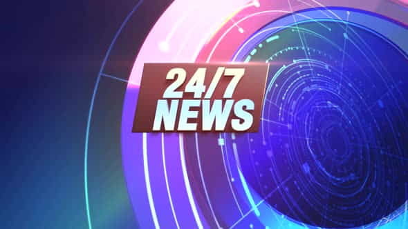 24 News and news intro graphic with lines and circular shapes in studio | Events - VideoHive 32698701