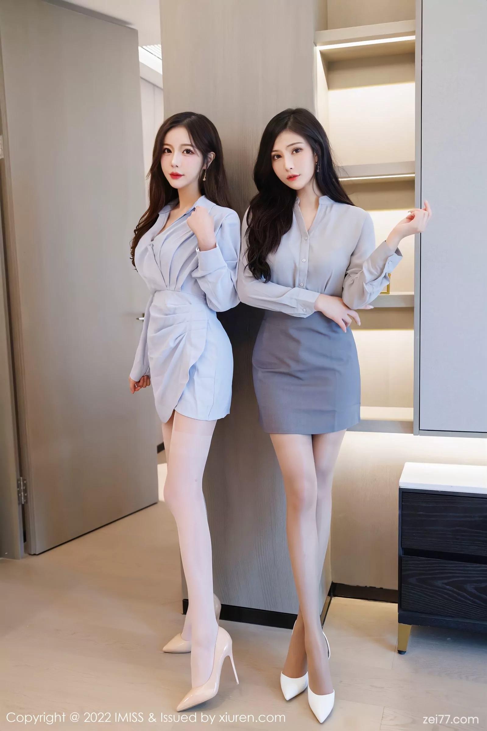 [IMISS爱蜜社] Vol.652 Lavinia肉肉与LindaLinda 白丝与原色丝袜组合OL系列(12)