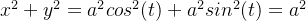 x^2+ y^2 = a^2cos^2(t) +a^2sin^2(t) = a^2