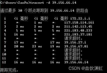 图2 tracert路由结果