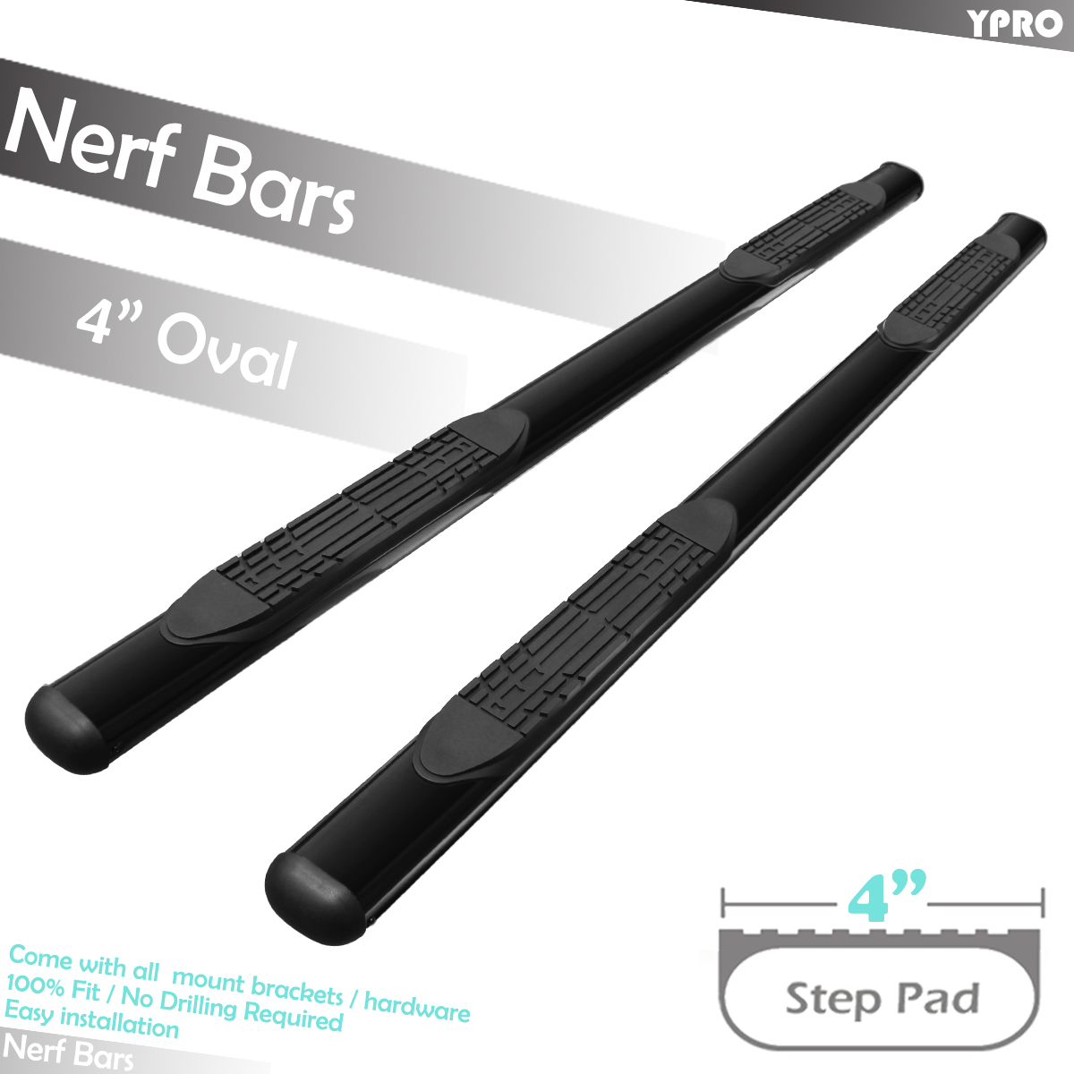 FOR 2007-2018 CHEVY SILVERADO 1500 2500HD DOUBLE CAB 4/" OVAL NERF BARS SIDE STEP