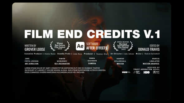 Animated Film End Credits V1 For After Effects - VideoHive 56501904