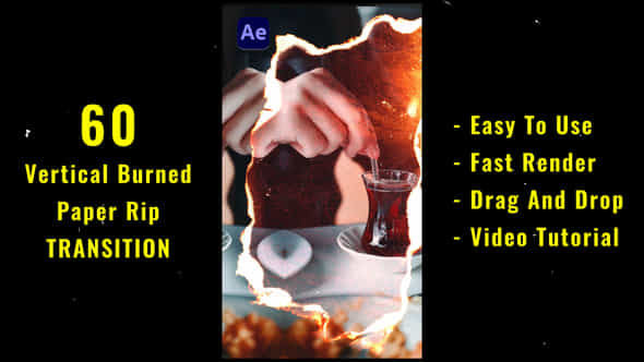 Vertical Burned Paper Rip Transition Pack - VideoHive 59209057