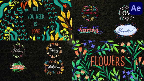 Colorful Floral Titles for After - VideoHive 37246031