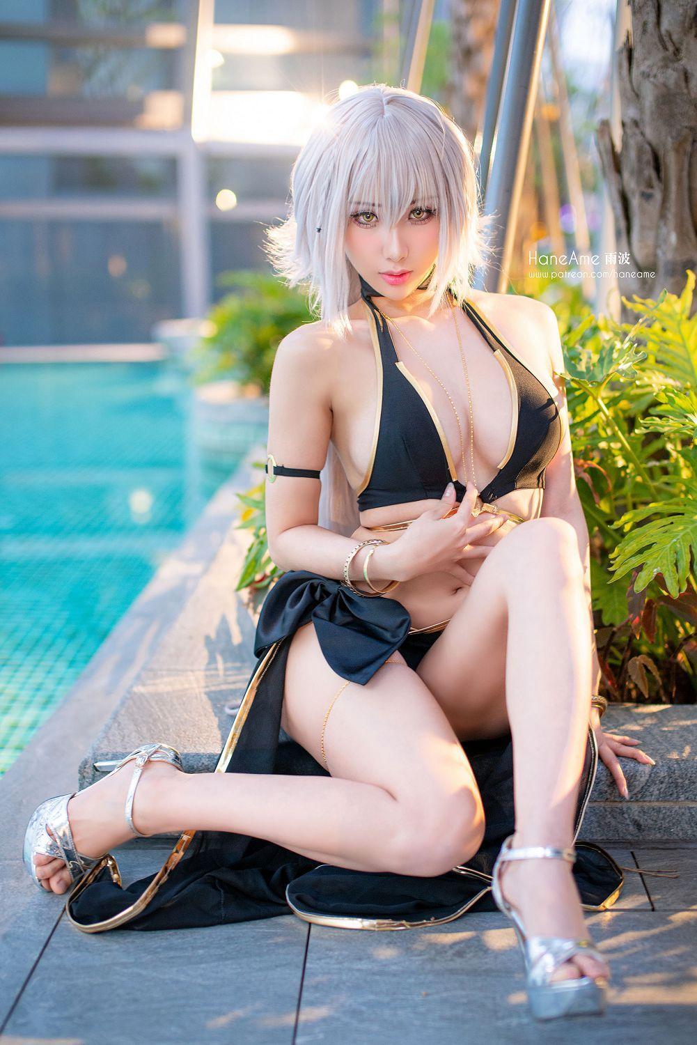 [福利女神cosplay] Hane Ame 雨波 - 黑贞泳装(11)