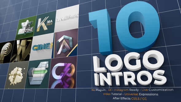 10 Cinematic 3D Logo Intros Pack - VideoHive 44613844
