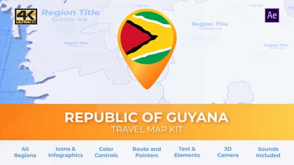 Guyana Map - Co-operative Republic - VideoHive 30442116