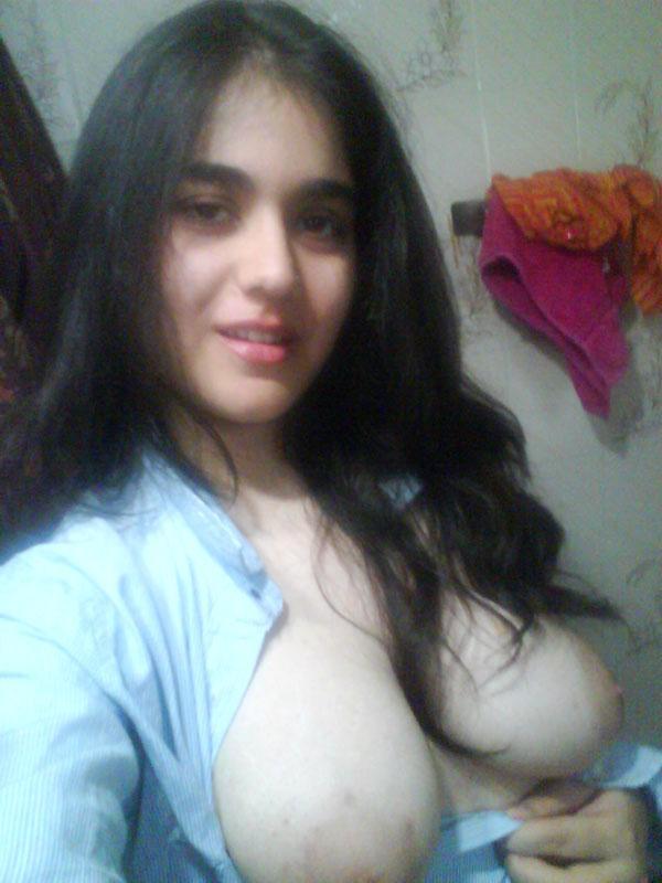 Indian girl takes self shots with big natural tits free of blouse(7)