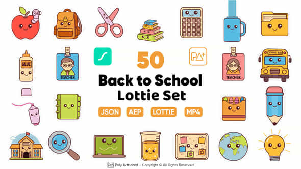 Back To School Lottie Icon Set - VideoHive 59157186